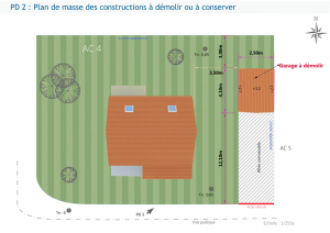 Plan de masse des constructions à démolir ou à conserver