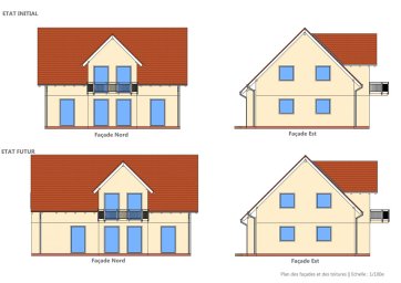 Agrandir maison-plan des façades toiture-état initial état futur